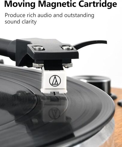 Vinyl Record Player with Built in HiFi Speakers, Bluetooth Belt Drive Turntable for Vinyl Records with Magnetic Cartridge, Auto Stop and Warm Light Design in Saudi Arabia
