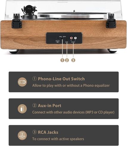 Vinyl Record Player with Built in HiFi Speakers, Bluetooth Belt Drive Turntable for Vinyl Records with Magnetic Cartridge, Auto Stop and Warm Light Design in Saudi Arabia