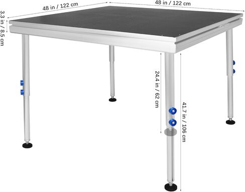 منصة مسرح محمولة، منصة ارتفاع قابلة للتعديل 4 × 4 أقدام مع أرجل قابلة للطي (24 بوصة - 40 بوصة) - أقصى سعة 1700 رطل، حامل دي جي سطح مضاد للانزلاق، مرحلة نظام معياري من الألومنيوم للأحداث والأداء in Kuwait