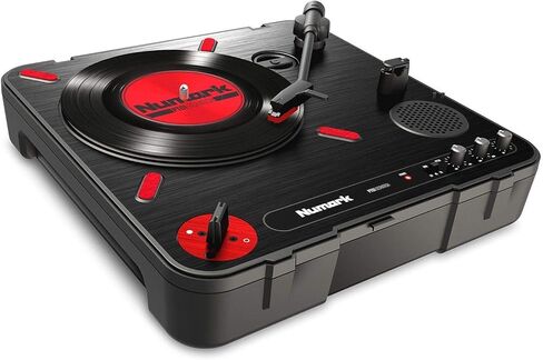 Numark PT01 Scratch Bundle: Portable DJ Turntable w/Scratch Switch, Speaker & USB/AUX/RCA Input, DJ1500 DJ Headphones w/Detachable Coil Cable, Case, Extra Ear Pad, 2-Items in Saudi Arabia
