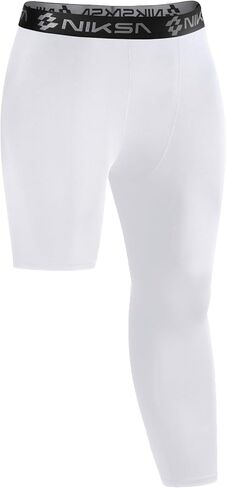 Niksa 1/2 Pack Men's Compression Pants, 3/4 One Leg Compression Tights Men Basketball Leg Sleeve Athletic Base Layer Leggings in Kuwait