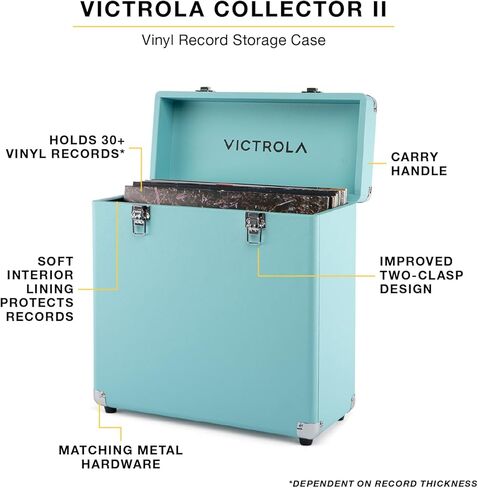 Victrola Collector II (2026 Model) – Vinyl Record Storage Case – Hold 30+ Vinyl Turntable Records, Heavy-Duty Hardware, Soft Interior Lining, Portable with Carry Handle (Black) in Saudi Arabia
