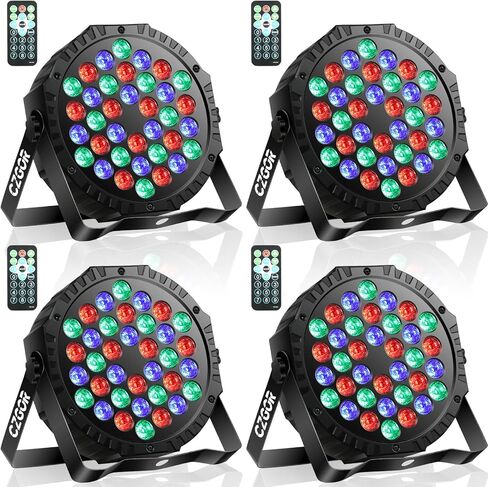 LED Stage Lights 4Pack - Czgor 36W RGB DJ Par Lights with Sound Activated Auto Play by Remote & DMX Control Uplights for Events Wedding Party Club Christmas Party Lighting in Kuwait