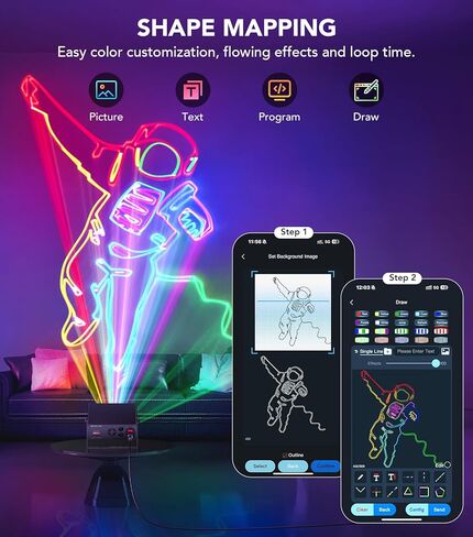 APP DJ Laser Lights Professional - 200+ 3D RGB Animation Laser Light Show, Hand Drawing, Custom Patterns, Sound Actived & DMX Sync for Party, Stage, Club in Kuwait
