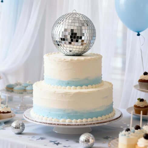 4 PCS Large Disco Ball Hanging Decoration Mirror Balls Spinning Hanging Disco Ball Decorations Party Birthday Wedding Graduation Christmas Indoor Outdoor Home Club Table Cake Decoration in Kuwait