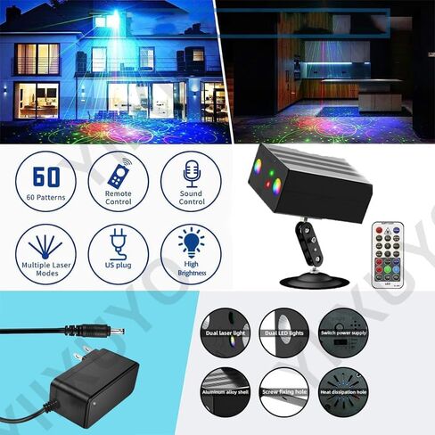 أضواء الحفلات دي جي ديسكو ضوء ديسكو الكرة المرحلة ستروب أضواء RGB/LED جهاز عرض الصوت المنشط مع جهاز التحكم عن بعد للحفلات عيد الميلاد نادي بار هدية عيد ميلاد الهذيان، جهاز إضاءة مسرح الفيلم. in Kuwait