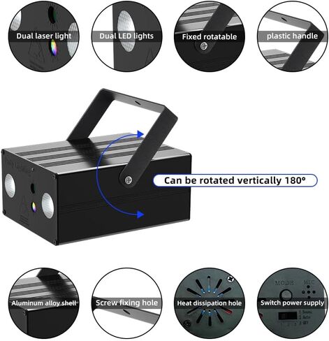 أضواء الحفلات دي جي ديسكو ضوء ديسكو الكرة المرحلة ستروب أضواء RGB/LED جهاز عرض الصوت المنشط مع جهاز التحكم عن بعد للحفلات عيد الميلاد نادي بار هدية عيد ميلاد الهذيان، جهاز إضاءة مسرح الفيلم. in Kuwait