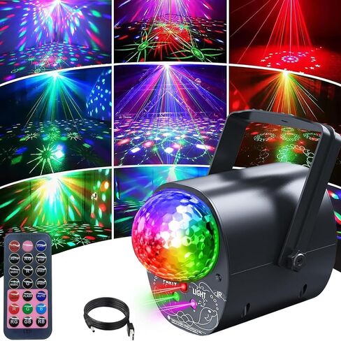 أضواء الحفلات دي جي ديسكو ضوء ديسكو الكرة المرحلة ستروب أضواء RGB/LED جهاز عرض الصوت المنشط مع جهاز التحكم عن بعد للحفلات عيد الميلاد نادي بار هدية عيد ميلاد الهذيان، جهاز إضاءة مسرح الفيلم. in Kuwait