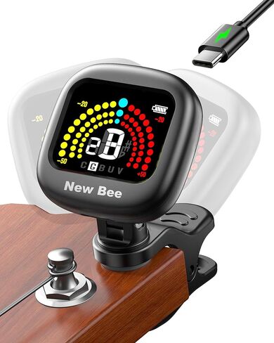 New bee Guitar Tuner Rechargeable, 360° Rotatable Clip On Tuner with Color Screen, Fast & Accurate Chromatic Tuning for Guitar, Bass, Ukulele, Violin, Cello in Kuwait