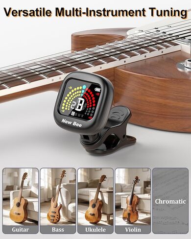 New bee Guitar Tuner Rechargeable, 360° Rotatable Clip On Tuner with Color Screen, Fast & Accurate Chromatic Tuning for Guitar, Bass, Ukulele, Violin, Cello in Kuwait