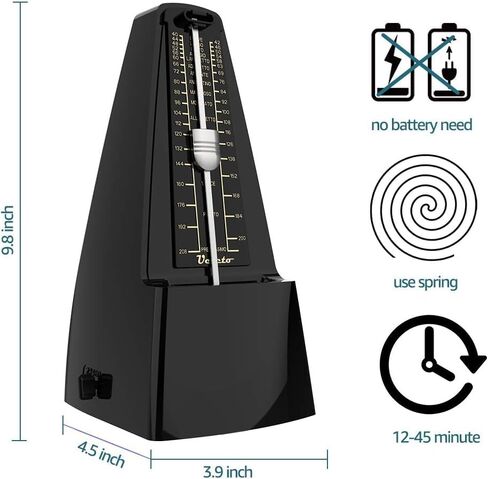 Ueteto Mechanical Metronome Black/Loud Sound Piano Drum Violin Guitar in Saudi Arabia