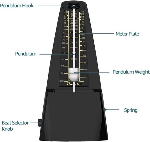 Ueteto Mechanical Metronome Black/Loud Sound Piano Drum Violin Guitar in Saudi Arabia