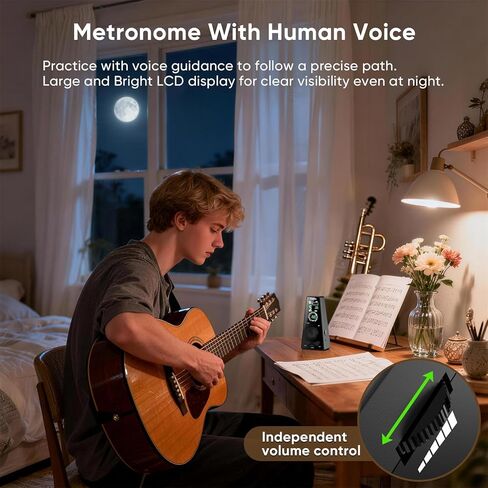 Ueteto Digital Metronome for Piano, Guitar, Drum, Violin Practice, Metronome with Human Voice and Headphone Jack, 9 Rhythms, 40-208 BPM, Timer Function for Musicians in Kuwait