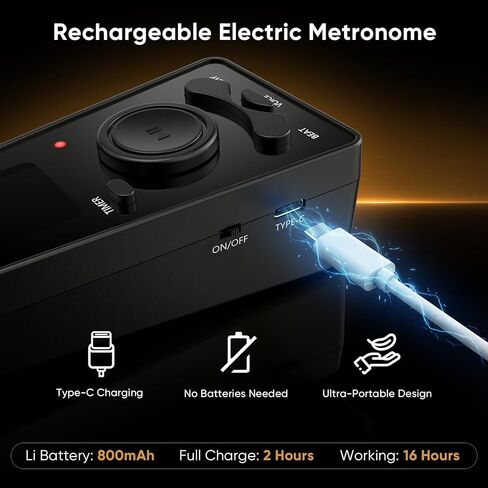 Ueteto Digital Metronome for Piano, Guitar, Drum, Violin Practice, Metronome with Human Voice and Headphone Jack, 9 Rhythms, 40-208 BPM, Timer Function for Musicians in Kuwait