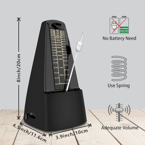 Mechanical Metronome with Loud Sound and Accurate Rhythm for Beginners and Professionals, Ideal for Piano Guitar Drum Violin and Other Instruments (Black) in Kuwait