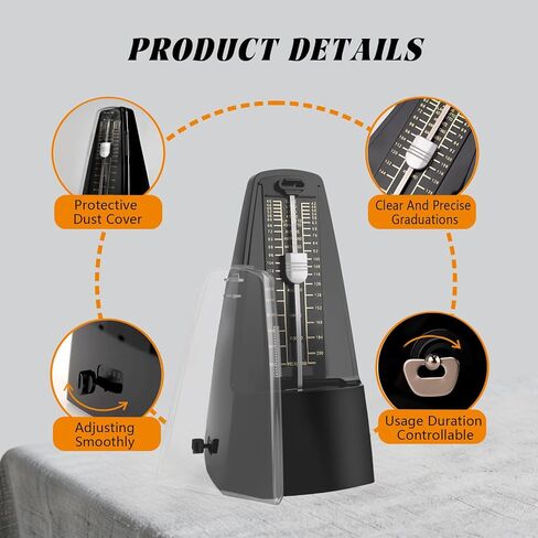 Mechanical Metronome with Loud Sound and Accurate Rhythm for Beginners and Professionals, Ideal for Piano Guitar Drum Violin and Other Instruments (Black) in Kuwait