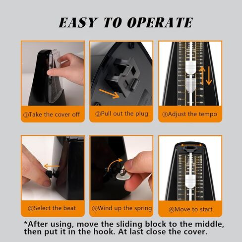 Mechanical Metronome with Loud Sound and Accurate Rhythm for Beginners and Professionals, Ideal for Piano Guitar Drum Violin and Other Instruments (Black) in Kuwait