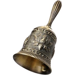 Super Loud Solid Brass Hand Call Bell Lotus Polished Vintage Metal Hand Dinner Bell Call Service Handbell for Bedside Wedding Classroom Meditation in Kuwait