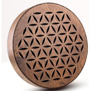 قرص المطر، طبلة محيط خشبية مقاس 8.6 بوصة (22 سم)، أداة شفاء الصوت للتأمل واليوجا والاسترخاء، تصميم زهرة الحياة وتصميم AUM in Kuwait