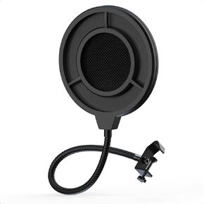 فلتر بوب IXTECH للميكروفون، درع عزل شبكي لفلتر الميكروفون متوافق مع Blue Yeti وأي ميكروفون آخر، درع مرشح البوب ​​للميكروفون ثنائي الطبقات مع مشبك مرن 360 درجة معقوفة in Kuwait
