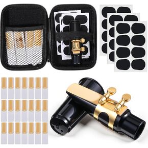 49Pcs Alto Saxophone Mouthpiece Kit, Includes Gold Sax Ligature, Saxophone Mouthpieces, Plastic Cap, 21 Sax 2.5 Reeds, 24 Mouthpiece Pads and 1 EVA Storage Case for Alto Saxs Parts and Accessories in Kuwait