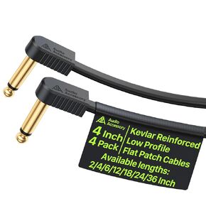 Gold-Plated Flat Ribbon Guitar Patch Cables 6 Inch 4-Pack, Kevlar-Reinforced Built-to-Last Noiseless Quad-Layer Shielded, Guitar Pedal Cables for BOSS MXR EBS Behringer Donner Pedal in Kuwait