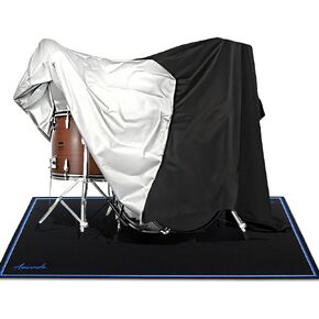 مجموعة طبول Aucuda تغطي مقاومة للماء مع حزام تثبيت متوافق مع سجادة الطبل، غطاء أكسفورد 420D كبير مقاس 8x6.6 قدم لمجموعة الطبول الكهربائية، لوحة مفاتيح البيانو 88 مفتاحًا، جهاز المشي، الدوران، الشقة، المرآب. in Kuwait