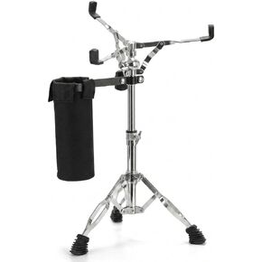 Snare Drum Stand with Black Drumstick Holder Bag, Adjustable Double-Braced Tripod Fits 12-14 Inch Snare Drums & Practice Pads, Lightweight Silver Hardware Base (17"-26" Height) for Beginners in Kuwait