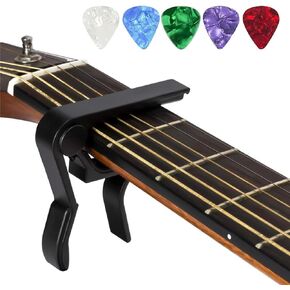 كابو، جيتار كابو للقيثارات الصوتية والكهربائية مع 5 اختيارات (أسود) in Kuwait