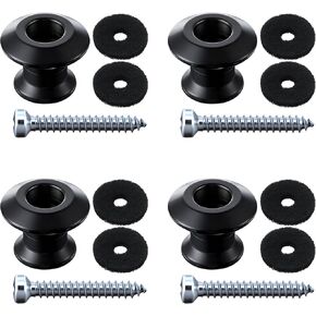 Feekoon 4 Set Guitar Strap Button Compatible with Dunlop Straplok, Dual Design Strap Locks Electric Guitar, 360° Rotating Lock Button for Bass/Ukulele (Black) in Kuwait