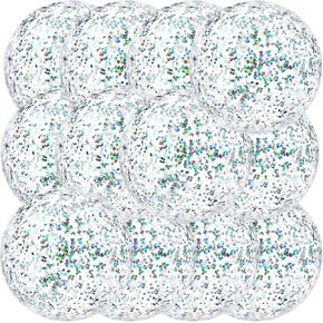 12 Pack Gold Glitter Beach Beach Balls 16" Large Inflatable Sparkly Confetti Pool Balls Glitter Pool Toys PVC Jumbo Sport Ball for Birthday Hawaiian Halloween Wedding Christmas Party Favor in Kuwait