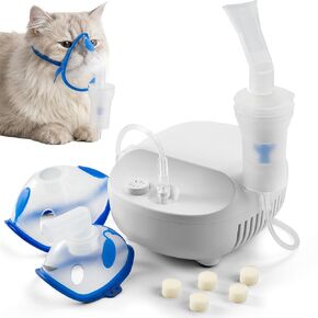 نظام ضاغط بيطري احترافي، مجموعة العناية التنفسية للحيوانات الأليفة عالية التدفق للقطط والكلاب، تشغيل هادئ للغاية مع قناعين مريحين من السيليكون، مخرج رذاذ قابل للتعديل للاستخدام في المنزل وأثناء السفر in Kuwait