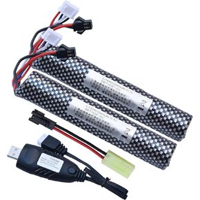 Water Bead Gel Ball Blaster 11.1V 2000mAh Rechargeable Battery SM2P Plug with Charging Cable, Airsoft Battery 11.1V for Airsoft Gel Ball Blaster(2-Pack) in Kuwait
