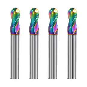 1/8" DLC Coated 2-Flute Carbide Ball Nose End Mill, Ideal for Aluminum, Copper Alloys, and Plastic Machining – High Precision & Wear-Resistant Cutting Tool (4 Pieces) in Kuwait