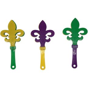 11" Purple, Green, and Yellow Fleur de Lis Hand Clapper (Dozen) in Kuwait