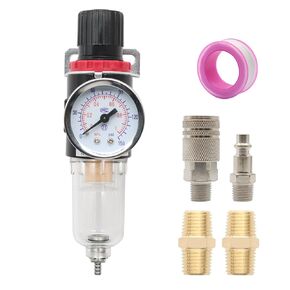 Pneumatic 1/4 Inch NPT AFR2000 Air Filter Pressure Regulator Kit（0 to 145 Psi）Brass Element Air Tool Compressor Filter with Gauge and Bracket,Semi-Auto Drain,US Fitting in Saudi Arabia