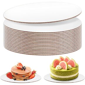 20 قطعة من ألواح الكيك المستديرة مقاس 8 بوصة، يمكن التخلص منها من الورق المقوى الأبيض المموج للكيك المموج للطعام وقاعدة دوائر لعرض الحلوى والحرف اليدوية in Kuwait