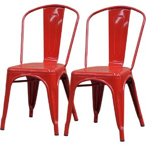 كرسي مطعم، كراسي طعام معدنية سوداء للاستخدام الداخلي والخارجي، مجموعة من 2 (32Q-209) in Kuwait