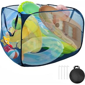 Large Pop up Pool Toy Storage Bin,47"X47"X30"Pool Float Organizer Bag with 2 Side Pockets Mesh Swimming Pool Toys Organizer with 4 Ground Nails for Inflatable Toys, Beach Ball and Pool Accessories in Saudi Arabia
