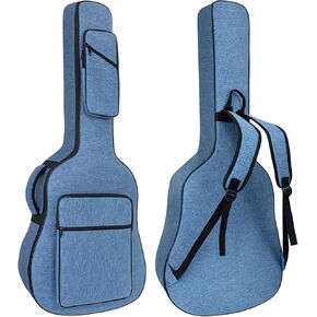 حقيبة جيتار، حقيبة جيتار صوتي مقاس 39 40 41 بوصة، حقيبة جيتار مبطنة سميكة 0.45 مع مقبض مريح وجيوب حقيبة ظهر جيتار صوتي ناعمة، أزرق in Kuwait