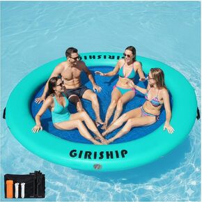 أرجوحة مائية قابلة للنفخ بطول 6/8/10 أقدام، حلقة عائمة دائرية قابلة للنفخ للبحيرات وحمامات السباحة، أرجوحة حمام السباحة تطفو على البحيرة للبالغين، أخضر/أزرق in Kuwait