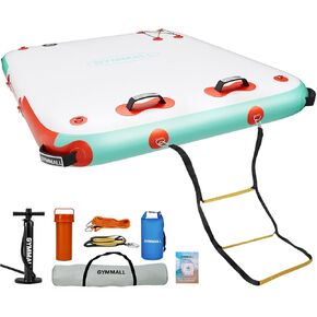 منصة قفص الاتهام العائمة القابلة للنفخ، 5FT/ 6FT/ 8FT/ 10FT/ 12FT منصة قاعدة هوائية طوف جزيرة عائمة مع سطح غير قابل للانزلاق، حصيرة حوض عائمة للمياه بسمك 6 بوصات لحمام السباحة، بحيرة الشاطئ، المحيط in Kuwait