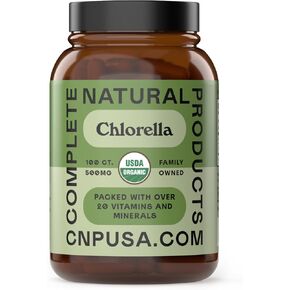Complete Natural Products Organic Chlorella Capsules, 500mg, 100ct, Pure Green Algae Superfood, Detox & Immune Support, Vitamin B12 & Chlorophyll Rich, Plant-Based, Vegan, Non-GMO in Saudi Arabia