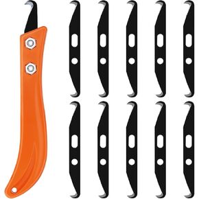 10 قطع من سكين شفرة خطاف النادي مع مقبض، مجموعة أدوات إزالة قبضة الجولف مزدوجة الأطراف 3.4 بوصة مع صندوق بلاستيكي، شفرات خطافية ذاتية الصنع لإعادة الإمساك بقبضة نادي الجولف والدراجة الجبلية باللون الأسود والبرتقالي in Kuwait