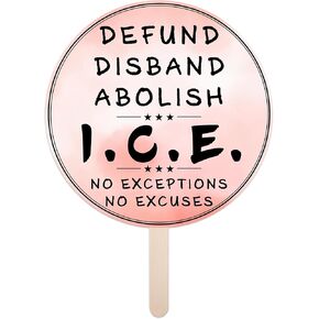 Abolish ICE Protest Sign 12 Inch Square, Handheld Sign with Stick, Waterproof Rally Poster for March, Demonstration, Public Gathering Corrugated Plastic in Kuwait