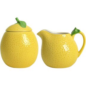 طقم كريمة ووعاء سكر من السيراميك على شكل ليمون من تشوولد، إبريق كريم، وعاء سكر مع غطاء، مجموعة تقديم القهوة in Kuwait