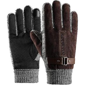 قفازات KXF رجالي شتوية دافئة تعمل باللمس من الجلد الطبيعي الناعم وبطانة من الصوف مقاومة للرياح ومضادة للانزلاق in Kuwait