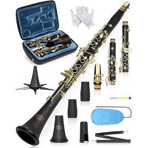 AKLOT B Flat Concert Clarinet: Precision Tone Hole Design for Stable Intonation, Durable Ancient Bronze-Style Keys, Including Leather Hard Case, Barrel, Stand, Full Cleaning Kit (Aria-ABV) in Kuwait