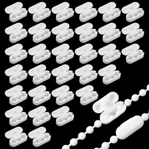 60 Pcs Ball Chain Connectors 4mm Beaded Pull Chain Connectors, Plastic Blind Cord Connector Clips for Vertical Roller Blinds Household Blinds Replacement Repair (White) in Kuwait