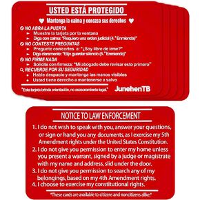 5 عبوات معدنية ثنائية اللغة تعرف على حقوقك (الإسبانية والإنجليزية)، بطاقة حمراء للهجرة من الألومنيوم، Tarjeta Roja Para Ingrates، أداة السلامة في مواجهة الشرطة والجليد، حماية التعديل الرابع والخامس (5) in Kuwait